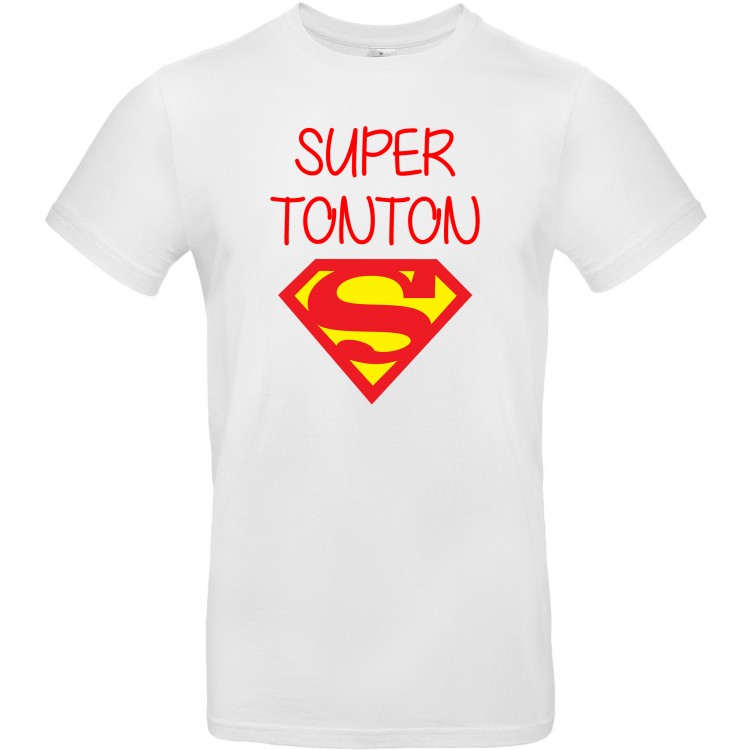 T-shirt homme Col Rond super tonton superman CADEAU D AMOUR