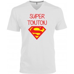T-shirt homme Col V super tonton superman CADEAU D AMOUR