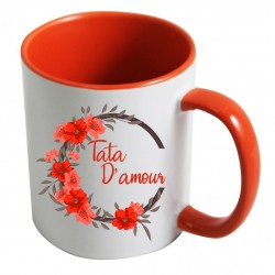 Mug tata d'amour + couronne de fleurs CADEAU D AMOUR