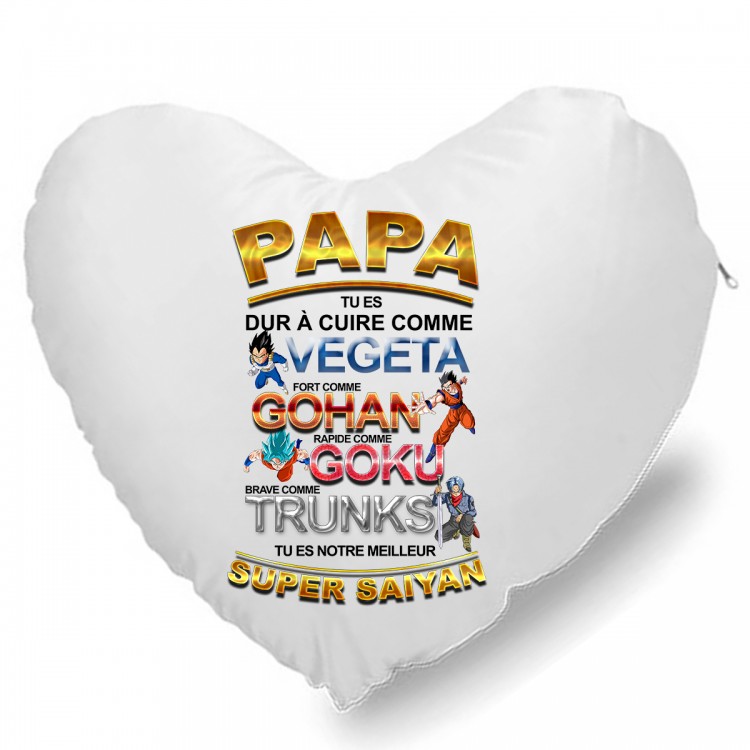 Coussin Cœur dragon ball papa super héros CADEAU D AMOUR