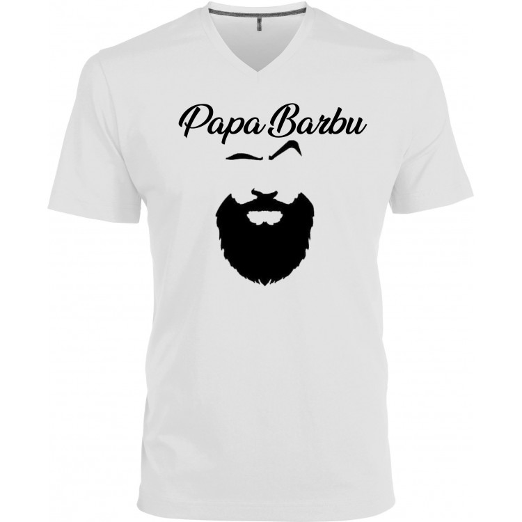 T-shirt homme Col V papa barbu - Cadeau D'amour