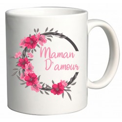 Mug maman d'amour + couronne de fleurs CADEAU D AMOUR