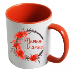 Mug maman d'amour + couronne de fleurs CADEAU D AMOUR