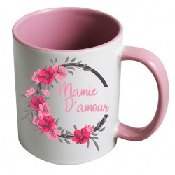 Mug mamie d'amour + couronne de fleurs CADEAU D AMOUR