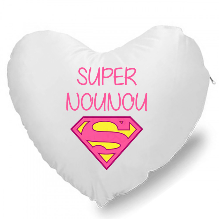 Coussin Cœur Super nounou CADEAU D AMOUR