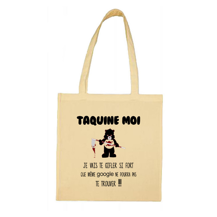 Tote bag taquine moi je vais te gifler si fort CADEAU D AMOUR