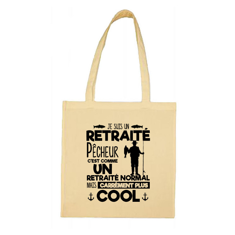 Tote bag je suis un retraité pécheur c'est un retraité normal mais carrément plus cool CADEAU D AMOUR