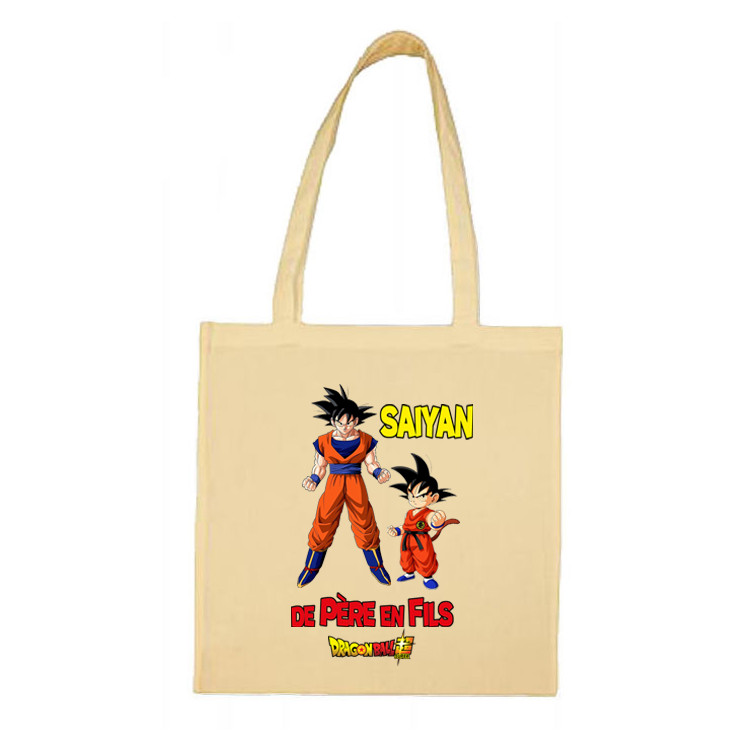 Tote bag Dragon Ball Saiyan de père en fils CADEAU D AMOUR