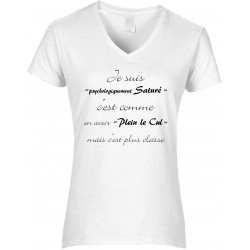 T-shirt femme Col V Je suis Psychologiquement Saturé