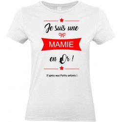 T-shirt femme Col Rond Je suis une Mamie en Or Cadeau D'amour