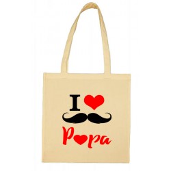 Tote bag I love Papa moustache