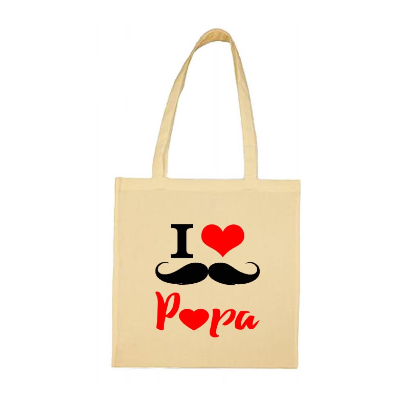 Tote bag I love Papa moustache CADEAU D AMOUR