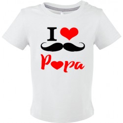 T-shirt bébé I love Papa moustache