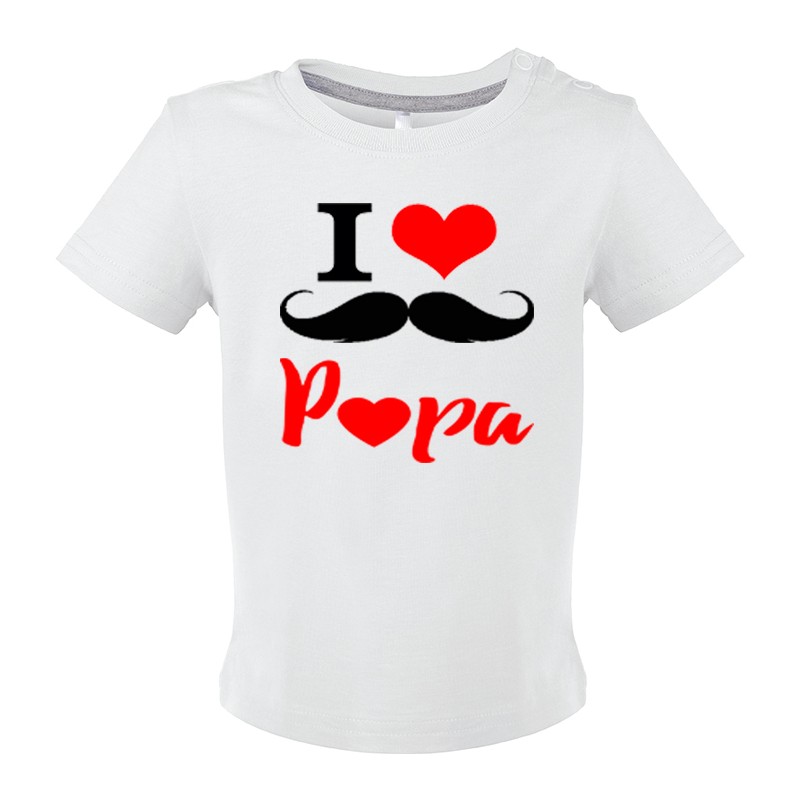 T-shirt bébé I love Papa moustache CADEAU D AMOUR