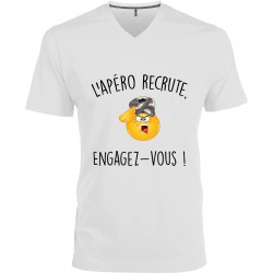 T-shirt homme Col V l’Apéro Recrute Engagez Vous