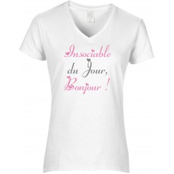 T-shirt femme Col V Insociable du Jour Bonjour