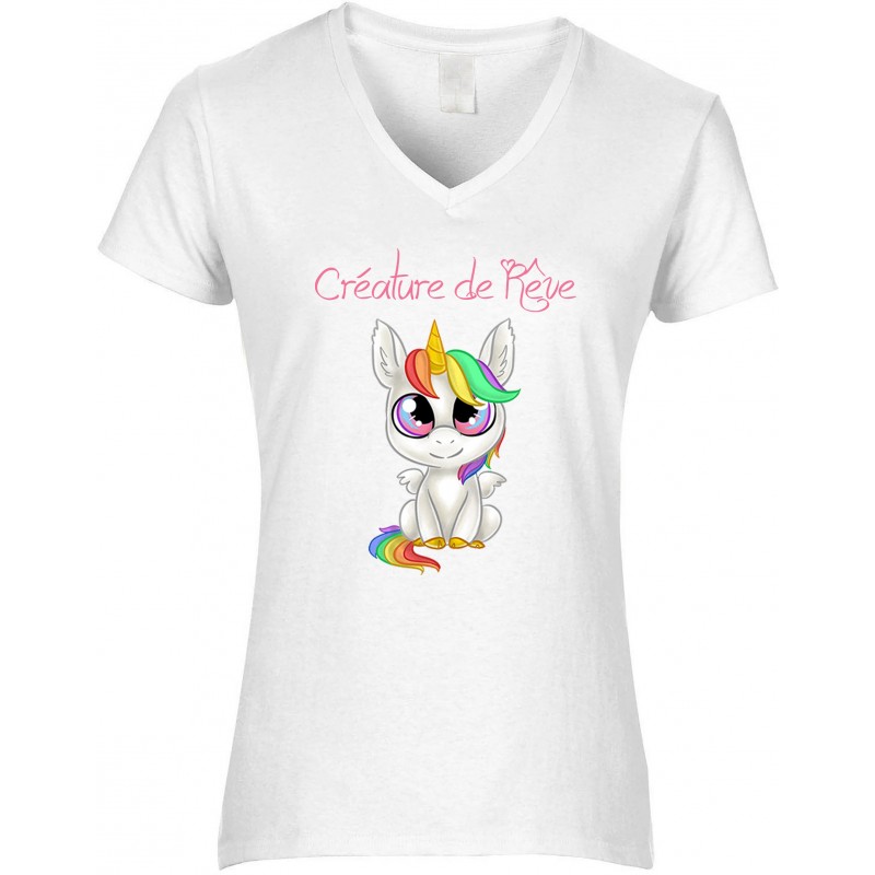 T-shirt femme Col V Créature de rêve CADEAU D AMOUR