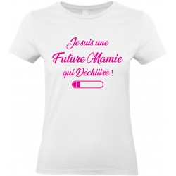 T-shirt femme Col Rond Je suis une Future Mamie qui Déchiiire Cadeau D'amour