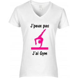 T-shirt femme Col V J'peux pas J'ai gym