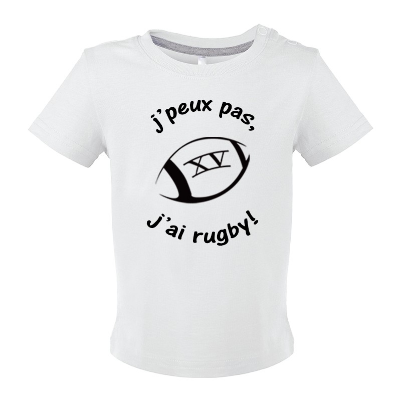 T-shirt bébé J'peux pas J'ai Rugby CADEAU D AMOUR