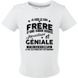 T-shirt bébé Je suis le fier Frère d'une sœur douce