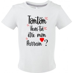 T-shirt bébé Tonton Veux tu être mon Parrain ?